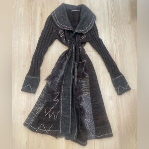 Forla Paris espresso brown mohair knitted duster cardigan detail Size: M